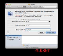 Finder disk encryption password